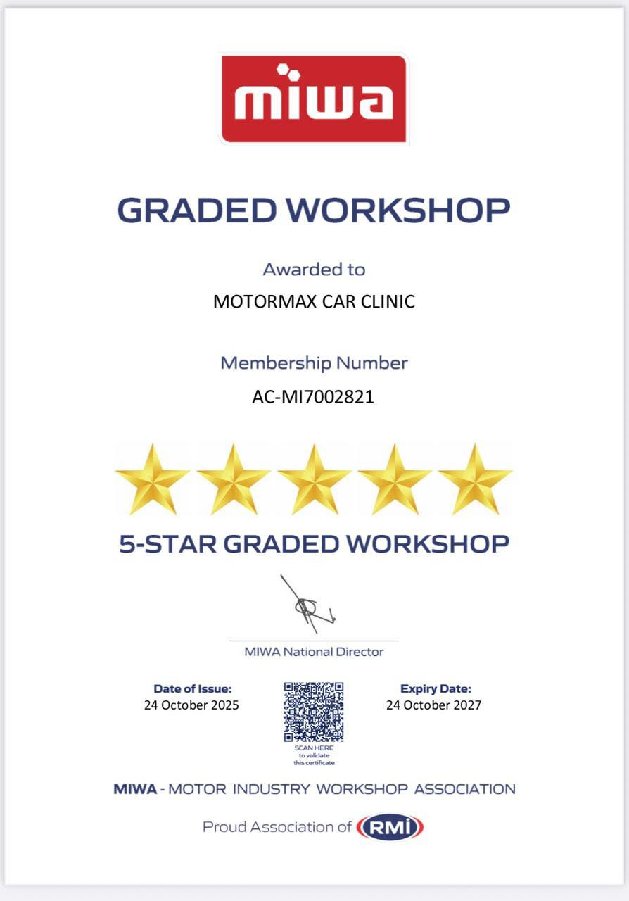 MIWA 5-Star Graded Workshop Certificate